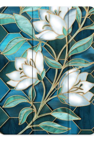 Blue stained glass flowers
