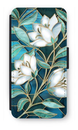 Blue stained glass flowers
