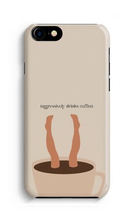 Aggressively drinks coffee