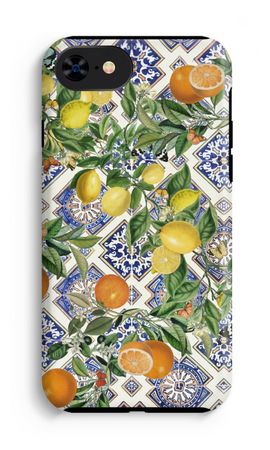 Blue tiles, lemons and oranges