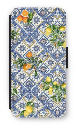 Blue tiles, lemons and oranges - small