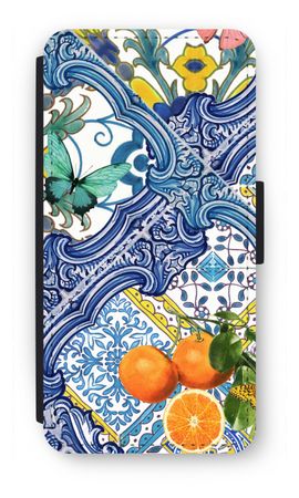 Blue tiles and oranges