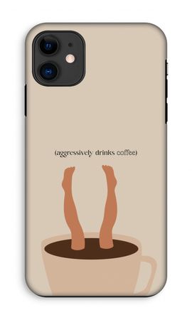 Aggressively drinks coffee