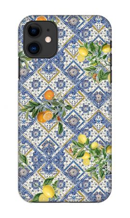 Blue tiles, lemons and oranges - small