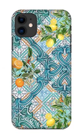 Blue tiles, lemons and oranges