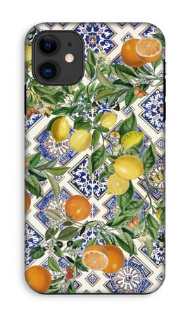 Blue tiles, lemons and oranges