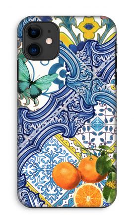 Blue tiles and oranges