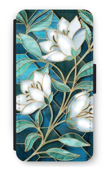 Blue stained glass flowers