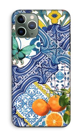 Piastrelle blu e arancioni