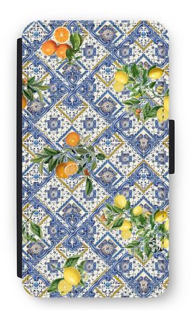 Blue tiles, lemons and oranges - small