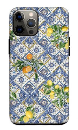 Blue tiles, lemons and oranges - small