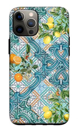 Blue tiles, lemons and oranges