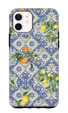 Blue tiles, lemons and oranges - small
