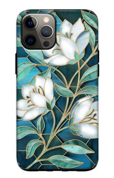 Blue stained glass flowers