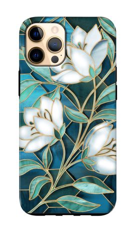 Blue stained glass flowers