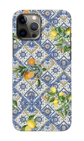 Blue tiles, lemons and oranges - small
