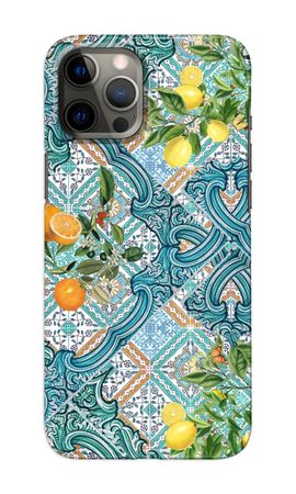 Blue tiles, lemons and oranges