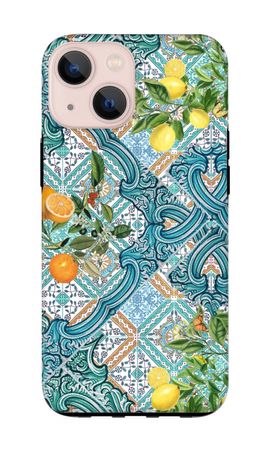 Blue tiles, lemons and oranges