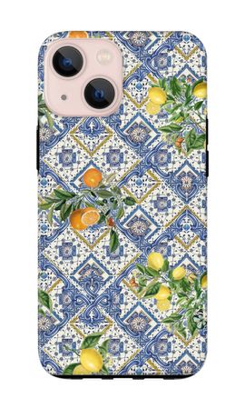 Blue tiles, lemons and oranges - small