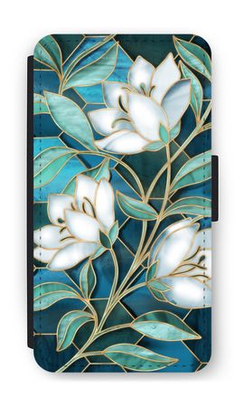 Blue stained glass flowers