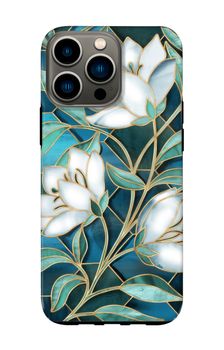 Blaue Glasmalerei Blumen