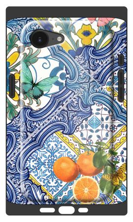 Carreaux bleus et oranges