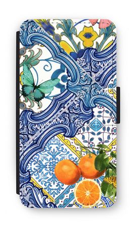 Blue tiles and oranges