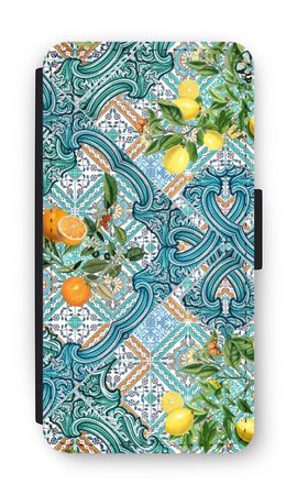 Blue tiles, lemons and oranges