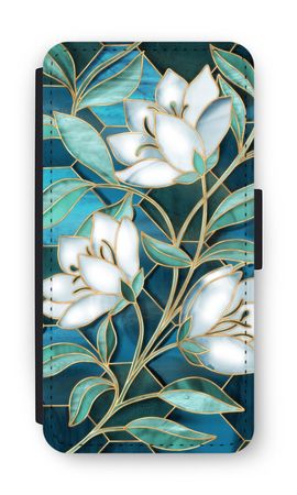 Blue stained glass flowers