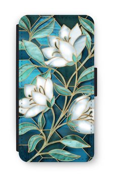Blue stained glass flowers