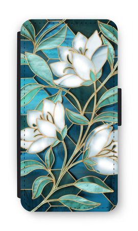 Blue stained glass flowers