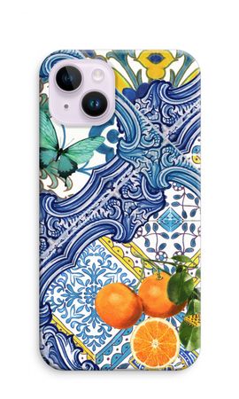 Blue tiles and oranges