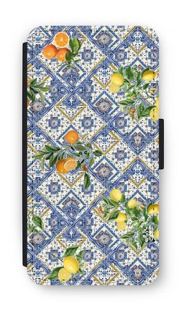 Blue tiles, lemons and oranges - small