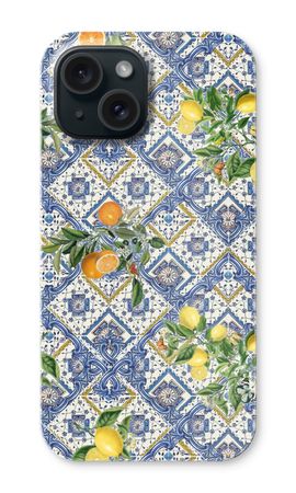 Blue tiles, lemons and oranges - small
