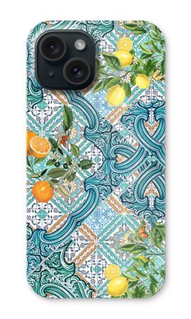 Blue tiles, lemons and oranges