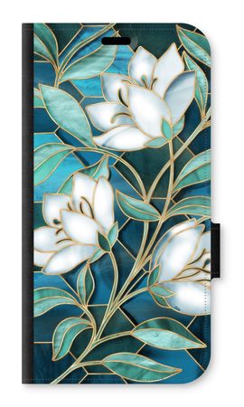 Blue stained glass flowers
