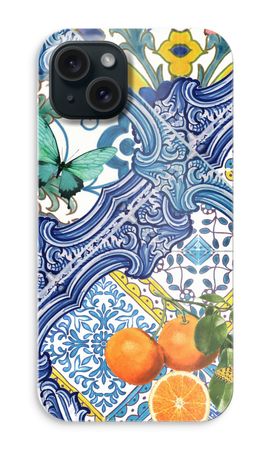 Blue tiles and oranges