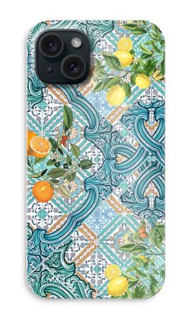 Blue tiles, lemons and oranges