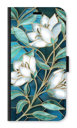 Blue stained glass flowers