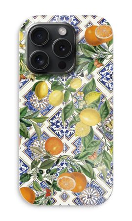 Blue tiles, lemons and oranges