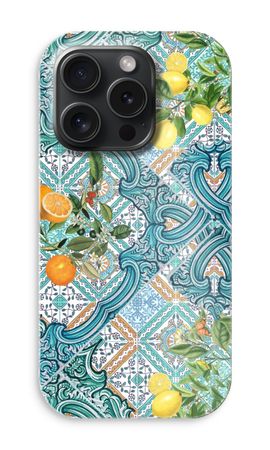 Blue tiles, lemons and oranges