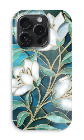 Blue stained glass flowers