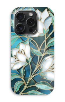 Fleurs en vitrail bleu