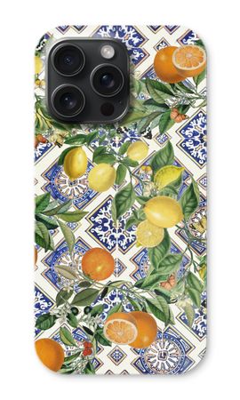 Blue tiles, lemons and oranges