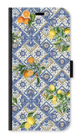 Blue tiles, lemons and oranges - small