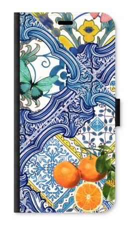 Blue tiles and oranges