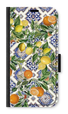 Blue tiles, lemons and oranges