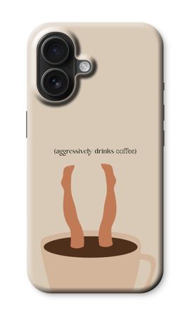 Aggressively drinks coffee