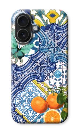 Blue tiles and oranges