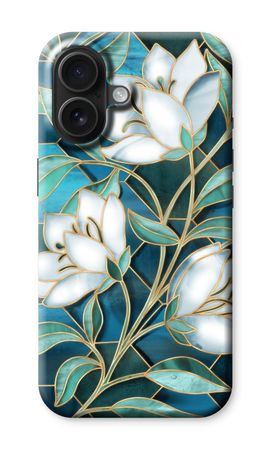 Blue stained glass flowers